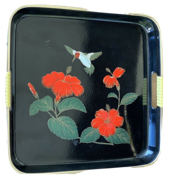 Pair of Vintage Japanese Black Lacquer Trays! Chic Hostess Gear! - Picture 3 of 8
